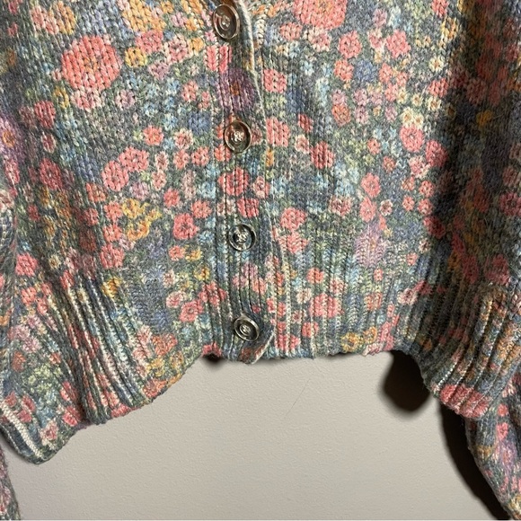Zara Wool Blend Floral Cardigan Boxy Oversized Sweater - Picture 4 of 9